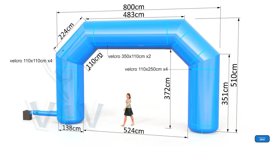 Diagonal gate 8 m commercial promotional inflatable gate
