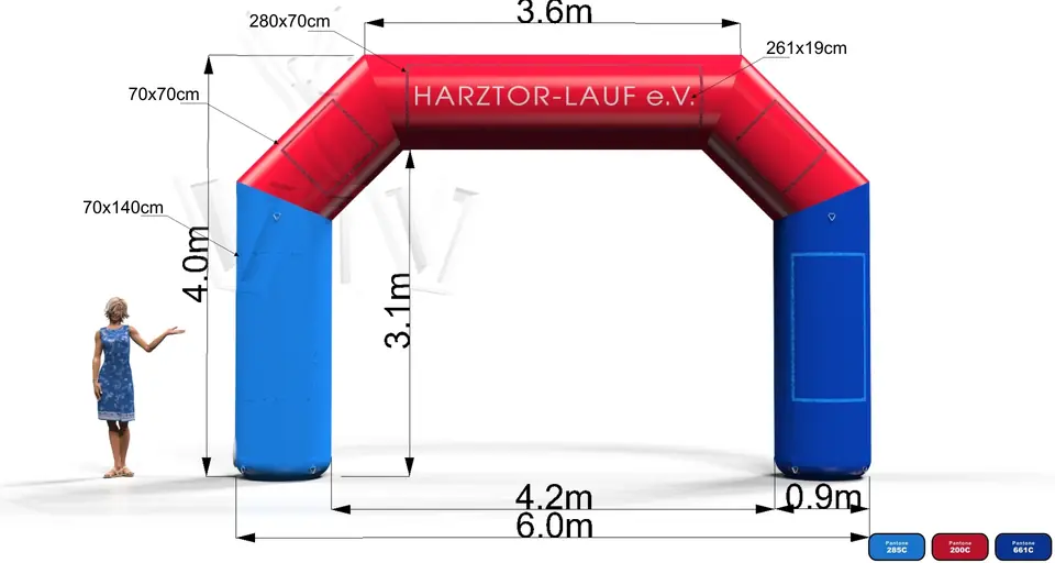Diagonal gate Harztor commercial promotional inflatable gate