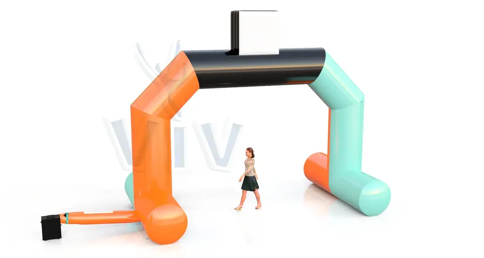 Diagonal gate self-standing commercial promotional inflatable gate