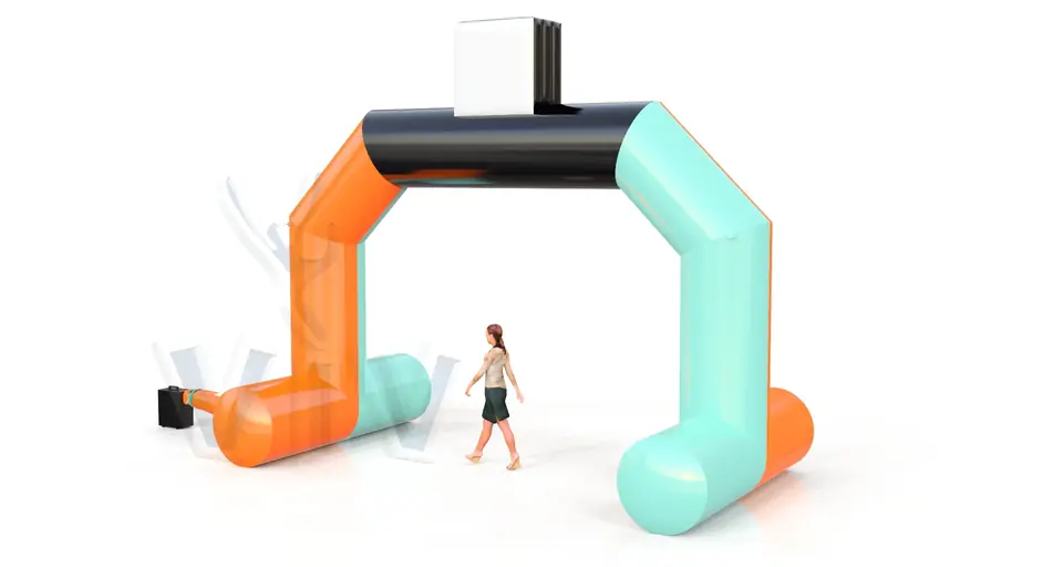 Diagonal gate self-standing commercial promotional inflatable gate
