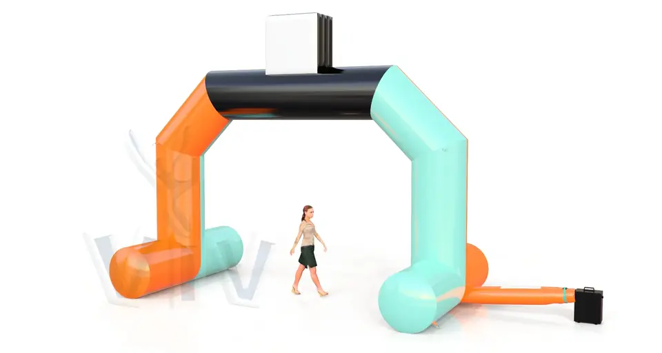 Diagonal gate self-standing commercial promotional inflatable gate