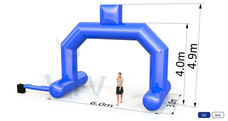 Diagonal gate self-standing commercial promotional inflatable gate