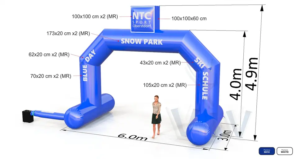 Diagonal gate self-standing NTC commercial promotional inflatable gate