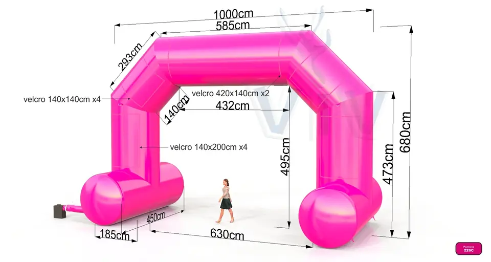 Diagonal self-standing gate 10 m commercial promotional inflatable gate