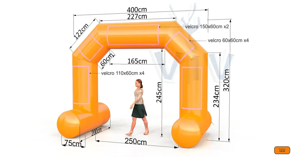 Diagonal self-standing gate 4 m commercial promotional inflatable gate