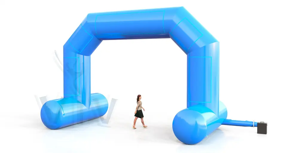 Diagonal self-standing gate 8 m commercial promotional inflatable gate