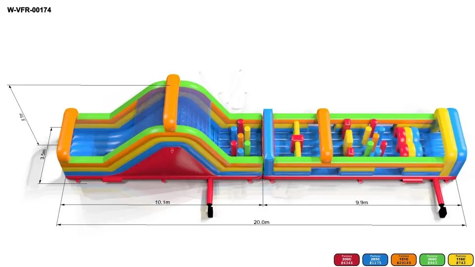 Obstacle Course Challenge - 20.0 x 3.5 x 5.1 m commercial inflatable obstacle course
