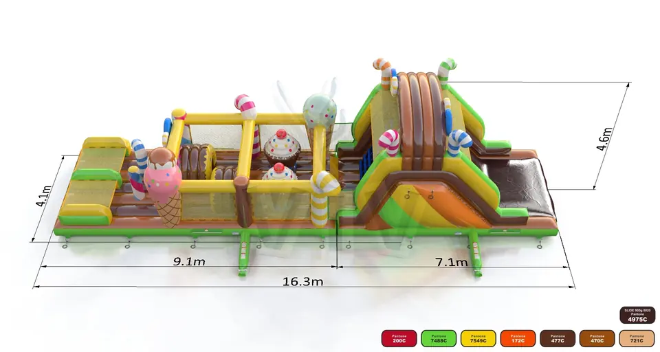 Obstacle Course Confectionery commercial inflatable obstacle course