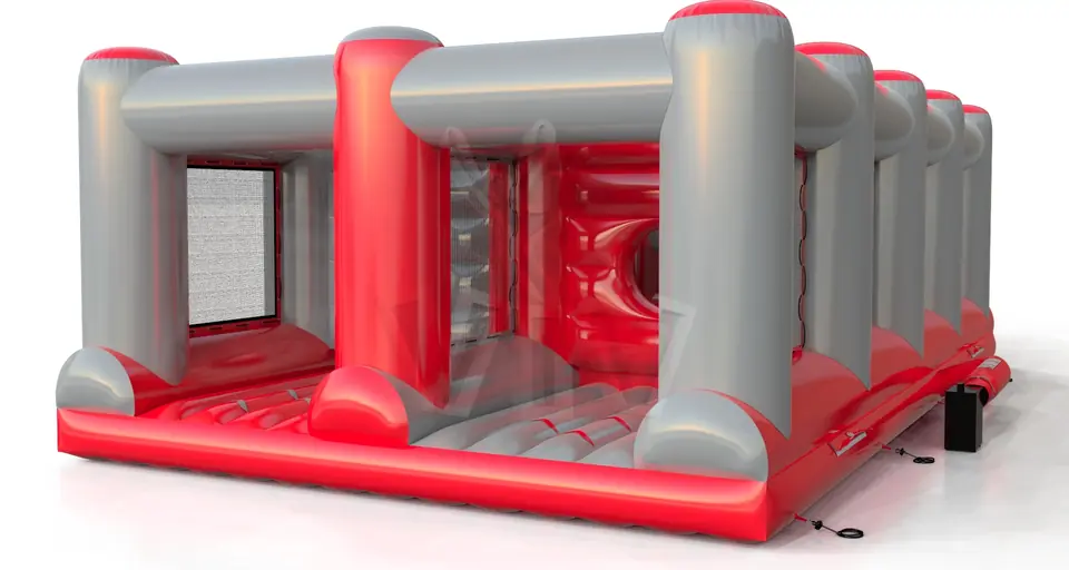 Obstacle course for squeezing through commercial inflatable obstacle course
