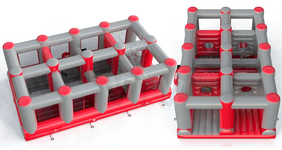 Obstacle course for squeezing through commercial inflatable obstacle course