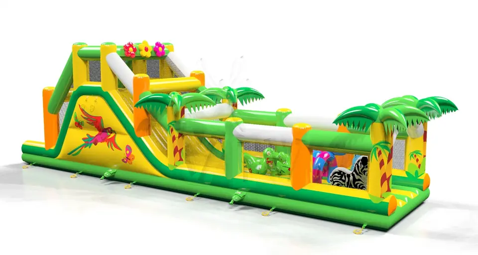 Obstacle Course L with fence Tropical Islands commercial inflatable obstacle course