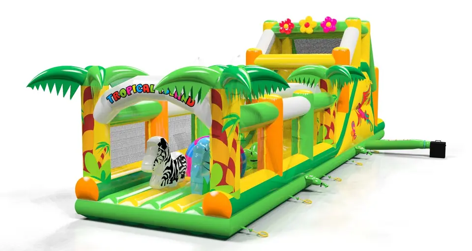 Obstacle Course L with fence Tropical Islands commercial inflatable obstacle course
