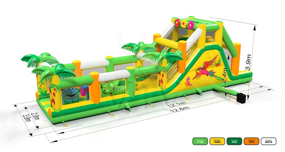 Obstacle Course L with fence Tropical Islands commercial inflatable obstacle course