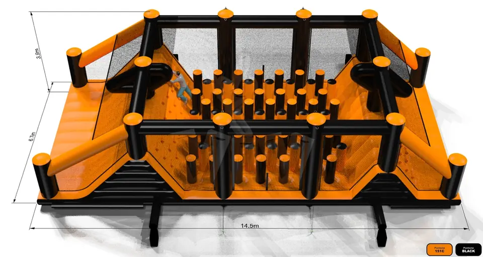 Obstacle Course N2 Black and Orange commercial inflatable obstacle course