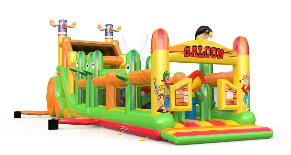 Obstacle Course Western with nets commercial inflatable obstacle course