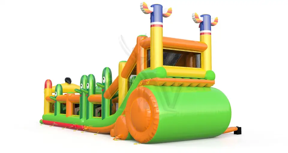 Obstacle Course Western with nets commercial inflatable obstacle course