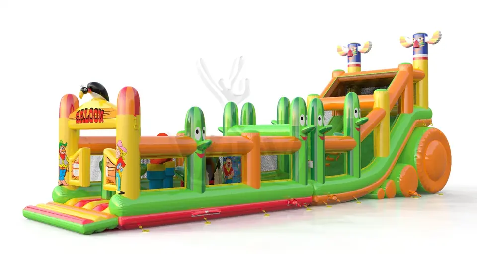 Obstacle Course Western with nets commercial inflatable obstacle course