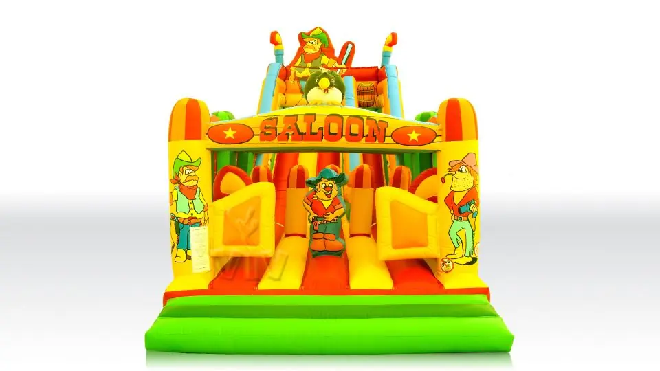 Obstacle Course Western with slide commercial inflatable obstacle course