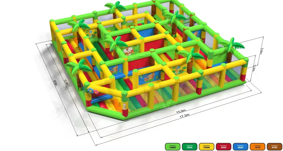 Playground Jungle with labyrinth commercial inflatable playground