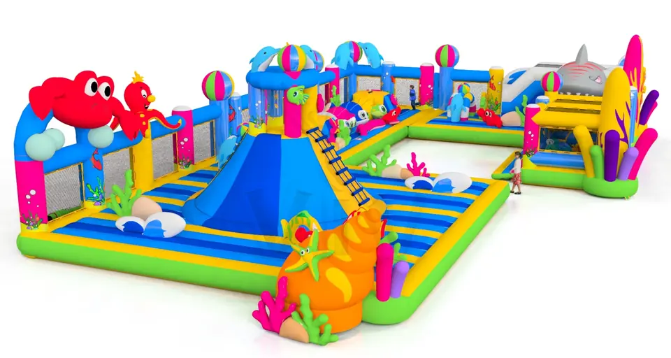 Playground Ocean with Volcano commercial inflatable playground