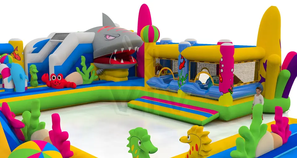 Playground Ocean with Volcano commercial inflatable playground