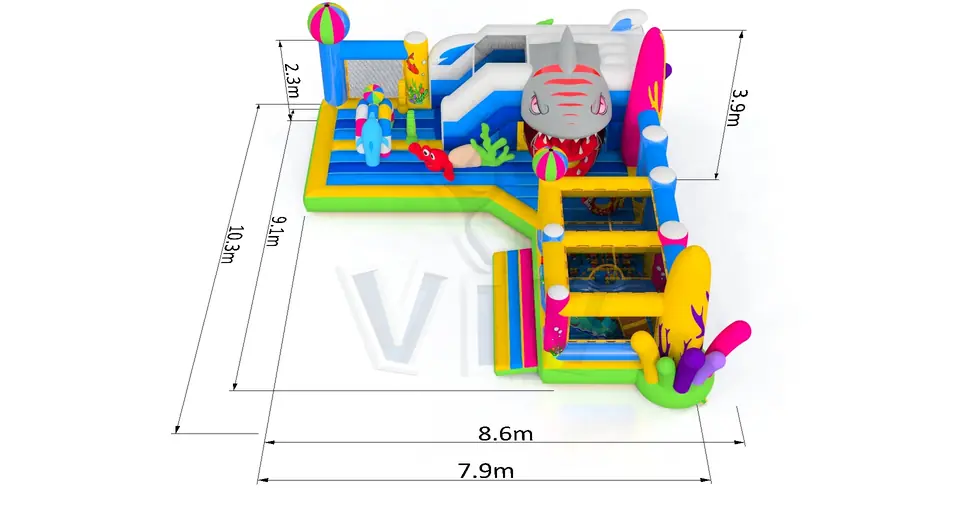 Playground Ocean with Volcano commercial inflatable playground