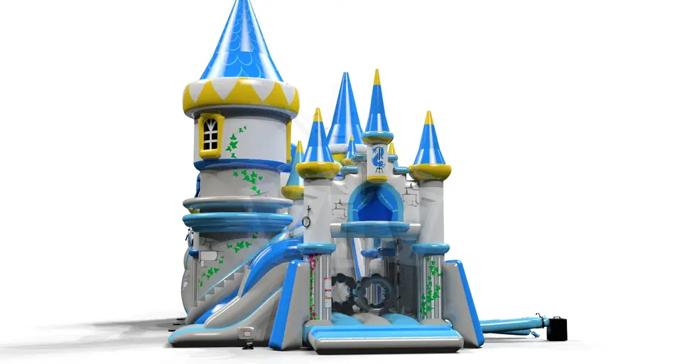Slide with AC Aurora Castle commercial inflatable playground