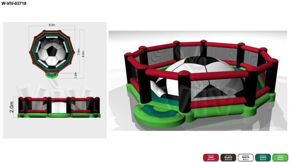 Soft Mountain Soccer with the floor under the bowl commercial inflatable playing field