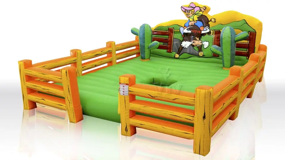 Air cushion Wild West Rodeo with fence beside the cushion (with sponges) commercial mechanical rodeo attraction