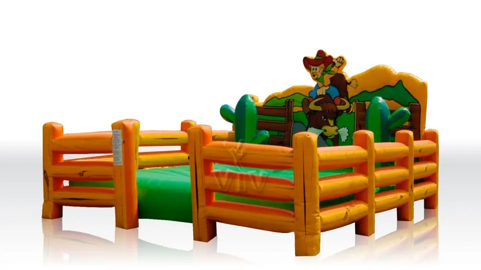 Air cushion Wild West Rodeo with fence beside the cushion (with sponges) commercial mechanical rodeo attraction