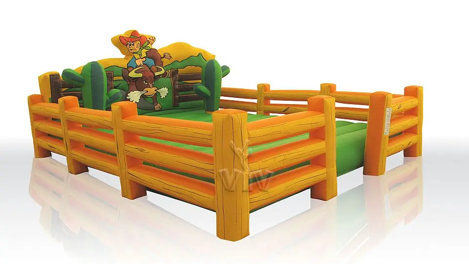 Air cushion Wild West Rodeo with fence beside the cushion (with sponges) commercial mechanical rodeo attraction