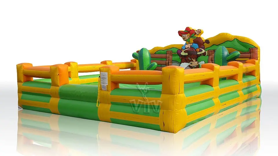 Air cushion Wild West Rodeo (with fence on the cushion) commercial mechanical rodeo attraction