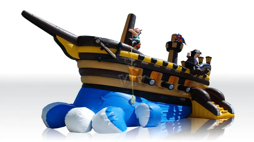 Aircushion for Brown Pirate Ship with a moving wave (without trailer) commercial inflatable ship attraction