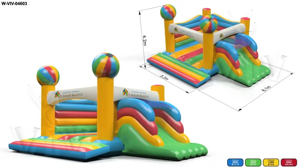 Bounce with slide 6.1 x 5.2 x 4.2 m commercial inflatable slide