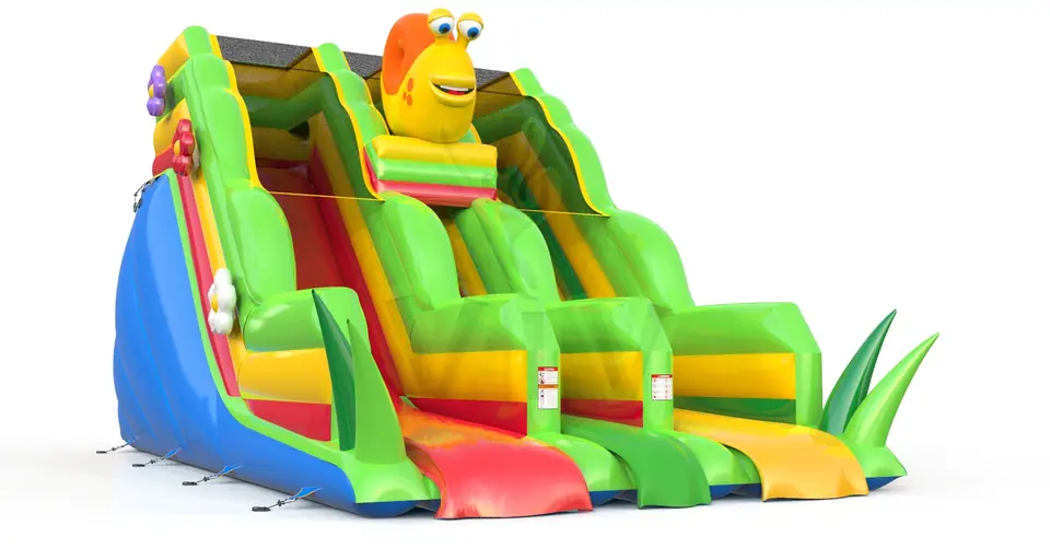 Double Slide mini Snail commercial inflatable slide