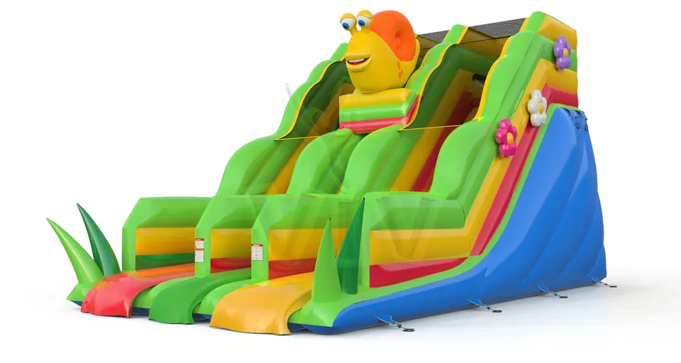Double Slide mini Snail commercial inflatable slide