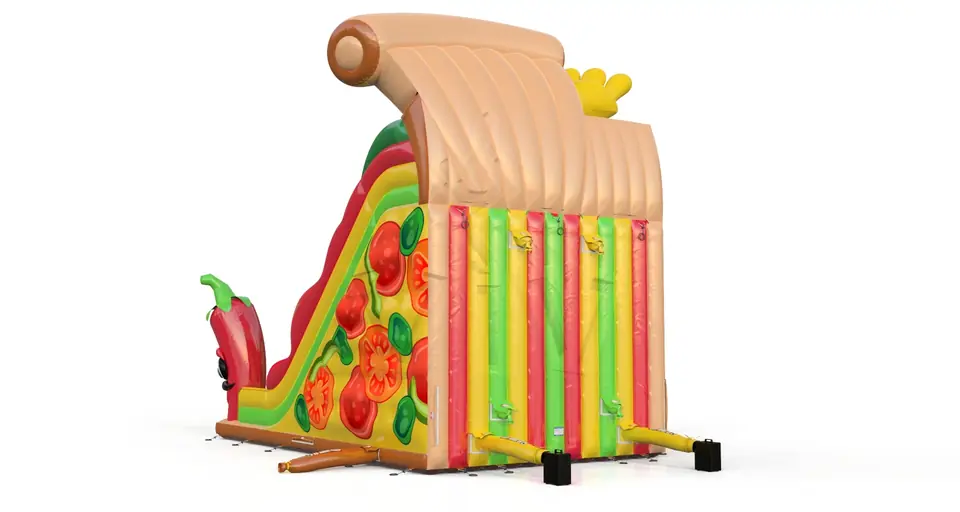 Double slide Pizza commercial inflatable slide