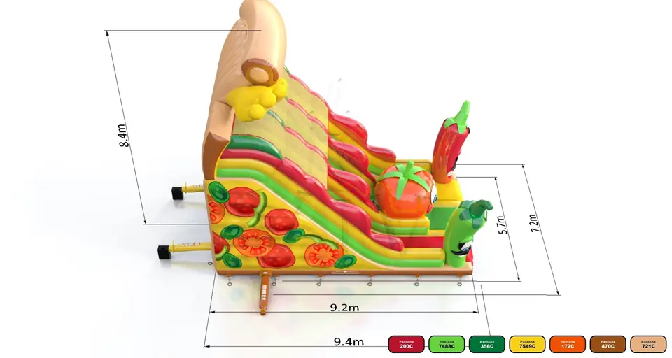 Double slide Pizza commercial inflatable slide