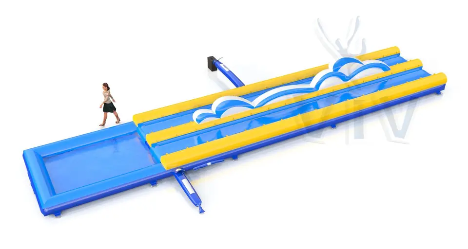 Double Water slide with wave commercial inflatable slide