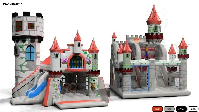 Knight's Castle with Active Center - in two parts commercial inflatable slide