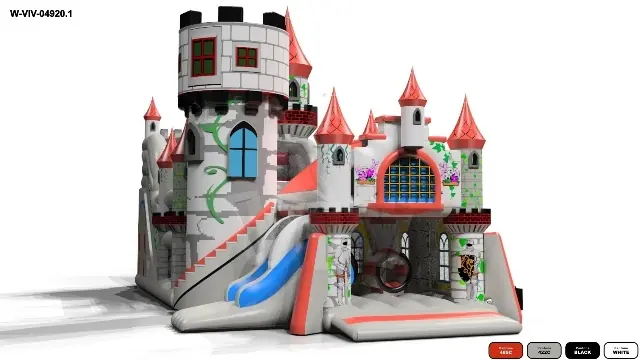 Knight's Castle with Active Center - in two parts commercial inflatable slide