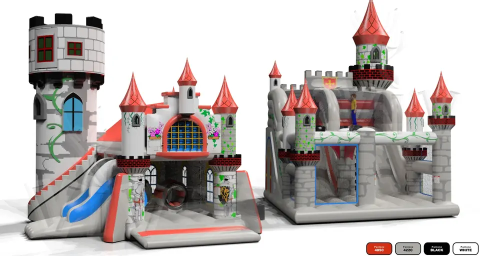 Knight's Castle with Active Center - Knights Collection commercial inflatable slide