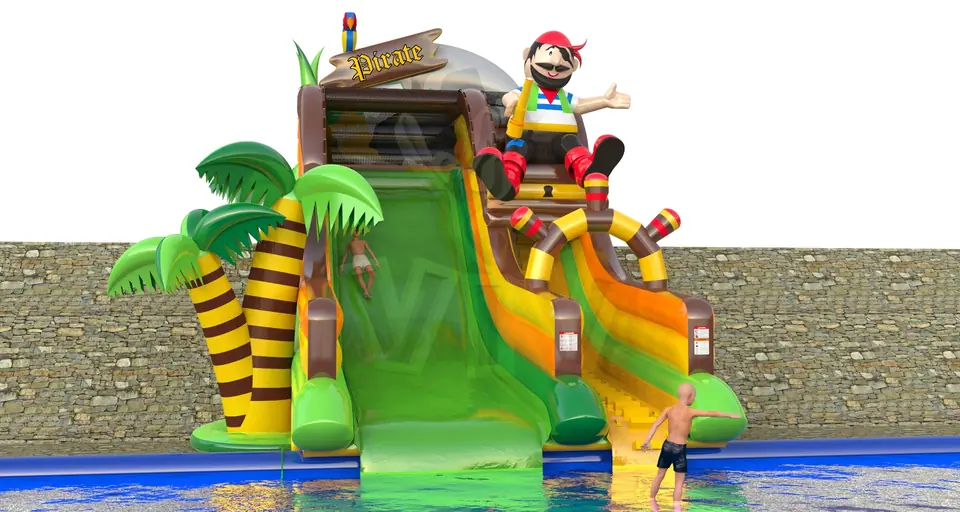 Pirate on the slope commercial inflatable slide