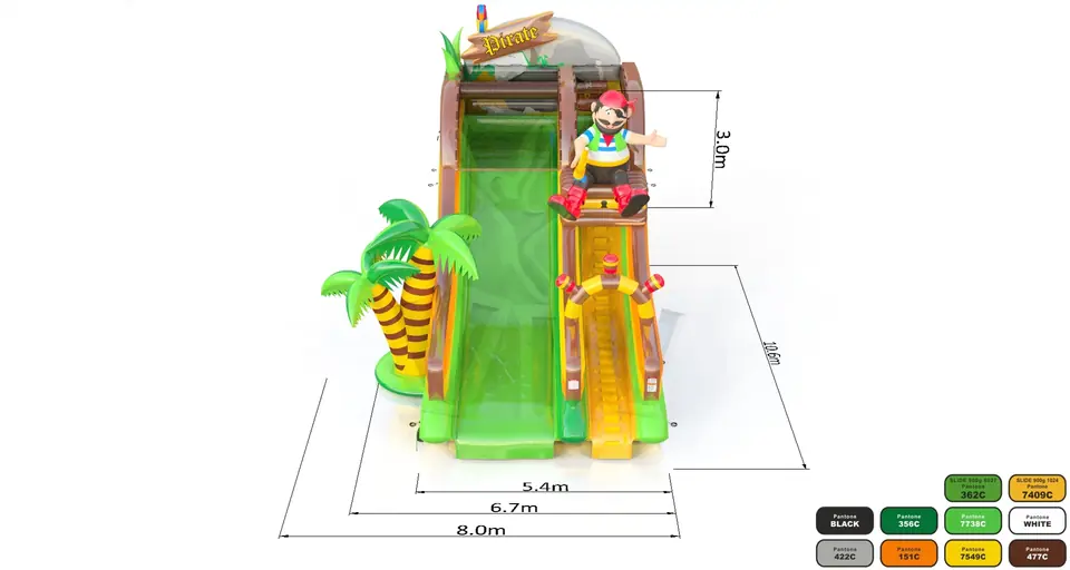 Pirate on the slope commercial inflatable slide