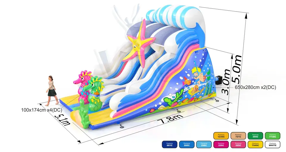Seahorse commercial inflatable slide