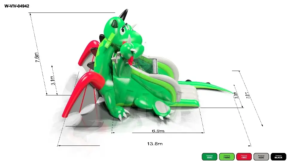 Slide Dragons 13.8 x 7.8 x 7.6 m commercial inflatable slide