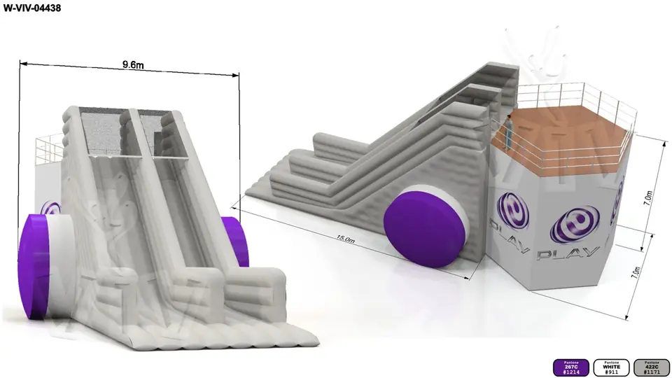 Slide Play 15 x 7 x 9.6 m commercial inflatable slide
