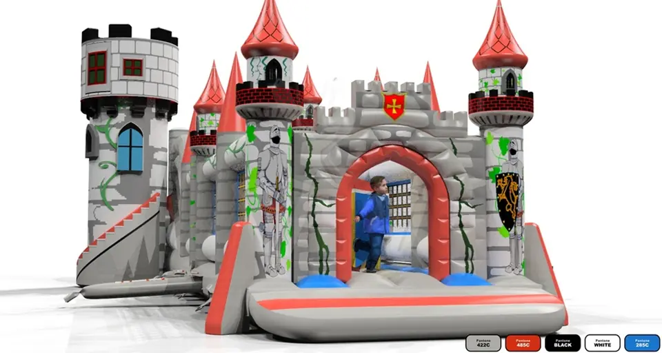 the Lionheart with Active Center - Knights Collection commercial inflatable slide