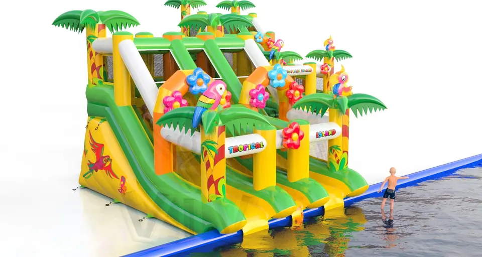 Tropical Island for the pool commercial inflatable slide