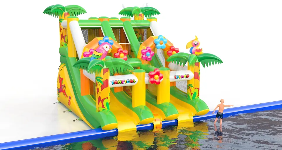 Tropical Island for the pool commercial inflatable slide
